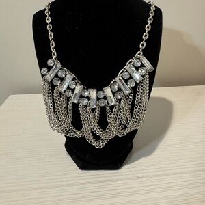 Silver-tone Chain Statement Necklace